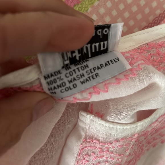 JULIET DUNN Hand Embroidered Sheer White and Pink Resort Cover Up NWOT - Picture 12 of 14